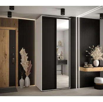 Šatní skříň Šatní skříň ASIRI 3 - 110/60 cm, bílá / černá / černá