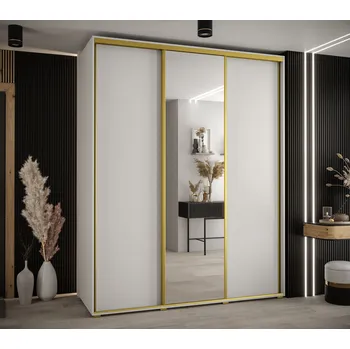 Šatní skříň Šatní skříň YVONA 3 - 200/60 cm, bílá / zlatá