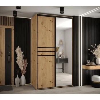 Šatní skříň Šatní skříň YVONA 11 - 130/60 cm, dub artisan / černá