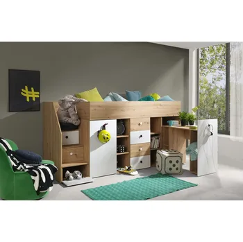 Dětská postel Multifunkční postel SIDONIE 3 - dub artisan / bílý mat, levá