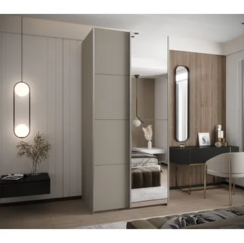 Šatní skříň Dvoudveřová skříň SAMARA 3 - 100 cm, kašmír / stříbrná