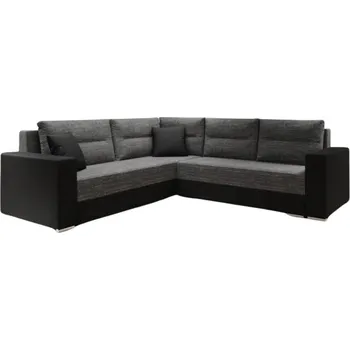 Sedací souprava Rohová rozkládací sedací souprava HEMILY 1 - černá ekokůže / šedá