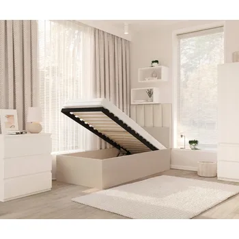 Postel Jednolůžková postel imitace dřeva AJKmeble 90x200 cm bílá