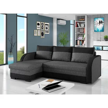 Sedací souprava Rozkládací sedačka s úložným prostorem CARACAS - černá / šedá