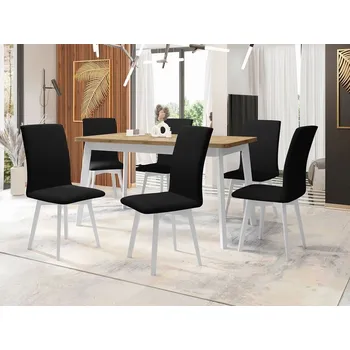 Jídelní stůl Moderní jídelní sestava 6+1 ADELBITE 10 - dub artisan / bílá / černá