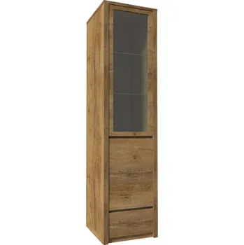 Policová skříň Úzká vitrína FEREIRA - dub lefkas