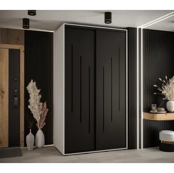 Šatní skříň Šatní skříň YVONA 8 - 130/60 cm, bílá / černá / černá