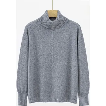 Dámský svetr Stylový rolák s lurexem T5219 barva: černá