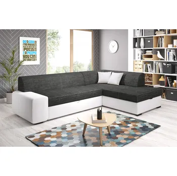 Sedací souprava Rohová sedací souprava VALTRUDA - bílá / antracit, pravý roh