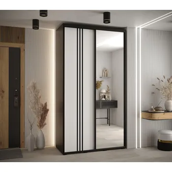 Šatní skříň Šatní skříň YVONA 7 - 130/45 cm, černá / bílá / černá