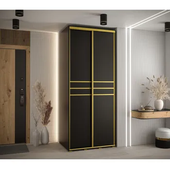Šatní skříň Šatní skříň YVONA 10 - 120/60 cm, černá / zlatá