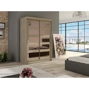 Šatní skříň Vysoká šatní skříň 120 cm se zrcadlem GASPARA 4 - dub sonoma