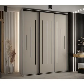 Šatní skříň Šatní skříň INDIRA 12 - 190/60 cm, kašmír / černá