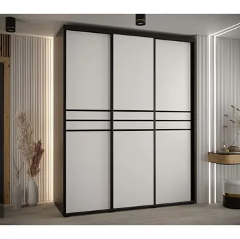 Šatní skříň Šatní skříň ASIRI 10 - 190/60 cm, černá / bílá / černá