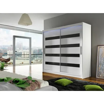 Šatní skříň Šatní skříň 180 cm s posuvnými dveřmi a LED osvětlením FLORENCIO 11 - bílá
