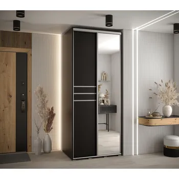 Šatní skříň Šatní skříň ASIRI 11 - 100/60 cm, černá / stříbrná