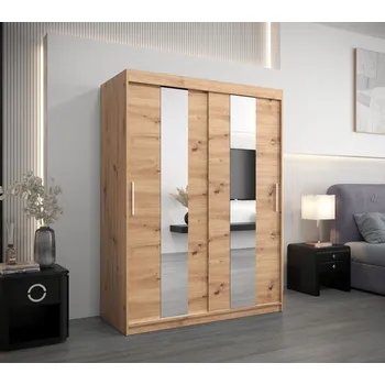 Šatní skříň Šatní skříň se zrcadly MARGARET - šířka 150 cm, dub artisan