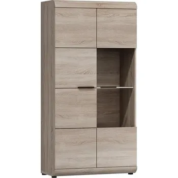 Policová skříň Nízká vitrína CLAUDIO - dub sonoma