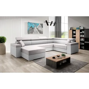 Sedací souprava Rozkládací sedací souprava do U LEXIA - bílá / světle růžová, pravý roh