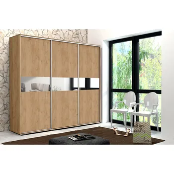 Šatní skříň Šatní skříň 278/215 LUIS se zrcadlem - dub craft zlatý