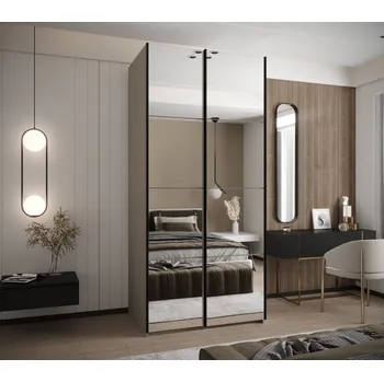 Šatní skříň Dvoudveřová skříň SAMARA 2 - 110 cm, kašmír / černá