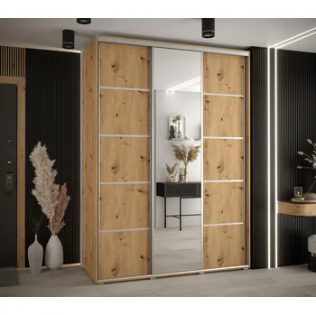 Šatní skříň Šatní skříň YVONA 5 - 180/60 cm, dub artisan / stříbrná