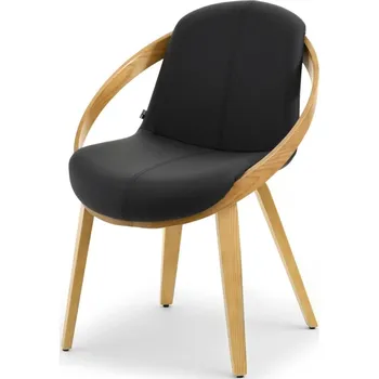 Jídelní židle Designová jídelní židle HODA - černá eko kůže / dub