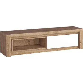 Televizní stolek TV stolek s LED osvětlením DURAZNO 2 - dub ribbeck / lesklý bílý