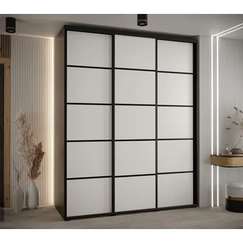 Šatní skříň Šatní skříň ASIRI 4 - 190/60 cm, černá / bílá / černá