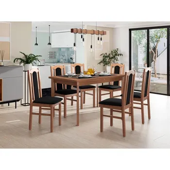 Jídelní stůl Sestava do jídelny 6+1 s rozkládacím stolem SALUSIA 5 - olše / černá