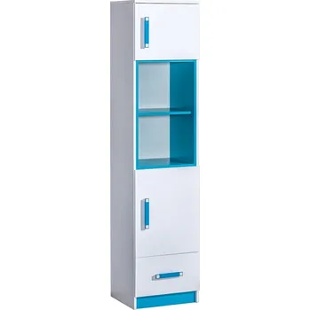 Dětská skříň Vysoký regál do dětského pokoje SINCE - bílý / tyrkysový