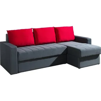 Sedací souprava Rohová sedačka s úložným prostorem DELAWARE - šedá / červená