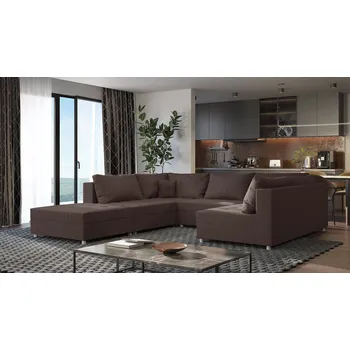 Sedací souprava Rozkládací sedací souprava do U s taburetem AURORA 2 - hnědá