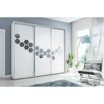 Šatní skříň Prostorná šatní skříň se zdobením 278 cm JUAN - bílá