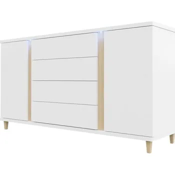 Komoda Široká komoda do obývacího pokoje ANINA - bílá / dub wotan