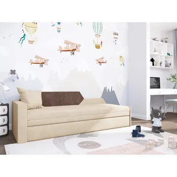 Pohovka Rozkládací pohovka s úložným prostorem BUFFY - krémová / hnědá, levá opěrka