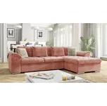 Rohová sedačka na každodenní spaní DELFINA - růžová, pravý roh