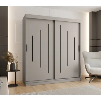 Šatní skříň Šatní skříň 180 cm CASANDRA s posuvnými dveřmi - kašmír / černá