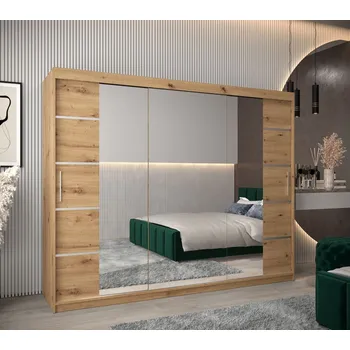 Šatní skříň Skříň se zrcadly VIVIEN - šířka 250 cm, dub artisan