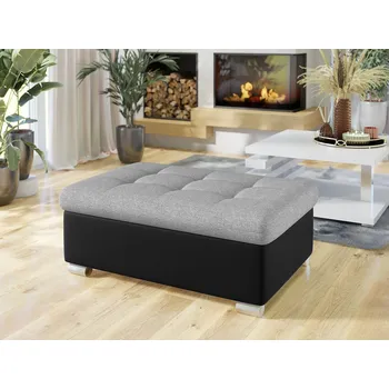 Taburet Taburetka do obýváku NELLI 2 - černá ekokůže / šedá