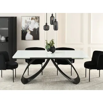 Jídelní stůl Rozkládací jídelní stůl 180(260)x95 EVONY - bílý / černý