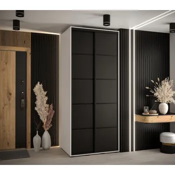 Šatní skříň Šatní skříň ASIRI 4 - 120/60 cm, bílá / černá / černá