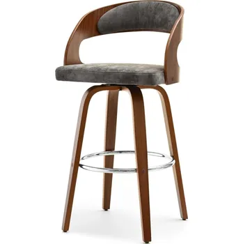 Barová židle Elegantní barová židle ROMINA - ořech / šedá / chrom