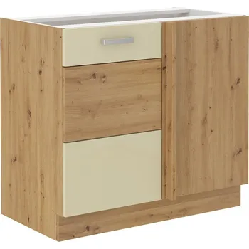 Kuchyňská linka Prodloužená rohová skříňka ADARA - šířka 105 cm, krémová / dub artisan