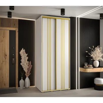 Šatní skříň Šatní skříň YVONA 6 - 100/60 cm, bílá / zlatá