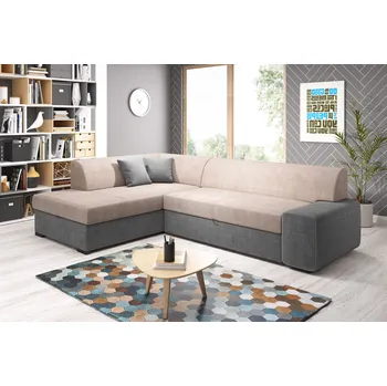 Sedací souprava Rohová sedací souprava VALTRUDA - béžová / tmavě šedá, levý roh