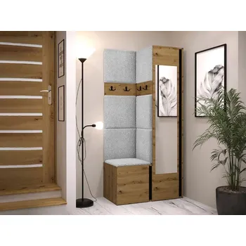 Předsíňová stěna Stěna do předsíně se zrcadlem LURDES 10 - artisan / černá / šedá