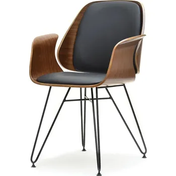 Jídelní židle Designová jídelní židle MIRVAT - ořech / černá eko kůže