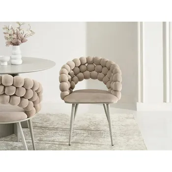 Jídelní židle Designová jídelní židle NAHIDA - béžová / šedá