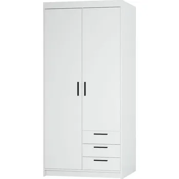 Šatní skříň Dvoudveřová skříň 90 PILINA se šuplíky - bílá